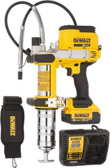 DeWALT - 10,000 Max psi, Flexible Battery-Operated Grease Gun - 16 oz Capacity, Bulk & Cartridge Fill, Includes DCB204 Battery, Fast Charger, Shoulder Strap & Kit Box - Eagle Tool & Supply