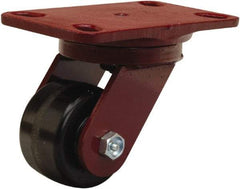 Hamilton - 3-1/4" Diam x 2" Wide x 5-1/4" OAH Top Plate Mount Swivel Caster - Phenolic, 700 Lb Capacity, Straight Roller Bearing, 4-1/2 x 6-1/2" Plate - Eagle Tool & Supply