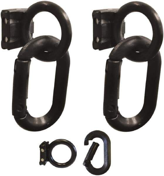 PRO-SAFE - 1-1/2" High x 4" Long x 1-1/4" Wide Barrier Magnet Carabiner Kit - Matte Finish, Black, Use with Plastic Chain - Eagle Tool & Supply