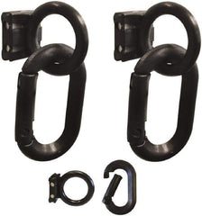 PRO-SAFE - 1-1/2" High x 4" Long x 1-1/4" Wide Barrier Magnet Carabiner Kit - Matte Finish, Black, Use with Plastic Chain - Eagle Tool & Supply