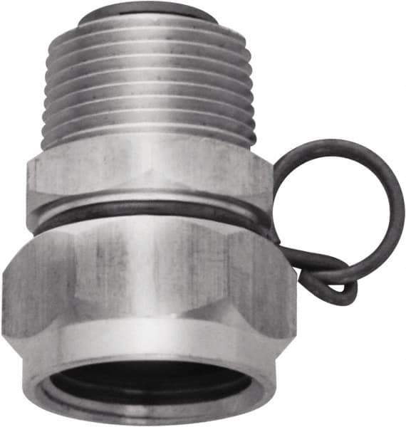 SANI-LAV - 1 Piece, 3/4 GHT & 3/4 GHT MNPT x FGHT, Stainless Steel Reusable Hose Male Swivel Fitting - 3/8" Hose ID x 1-1/4" Hose OD - Eagle Tool & Supply