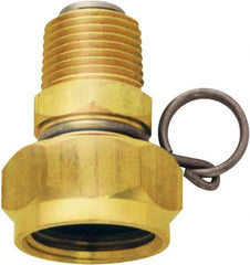 SANI-LAV - 1 Piece, 1/2 NPT & 3/4 GHT MNPT x FGHT, Brass Reusable Hose Male Swivel Fitting - 3/8" Hose ID x 1-1/4" Hose OD - Eagle Tool & Supply