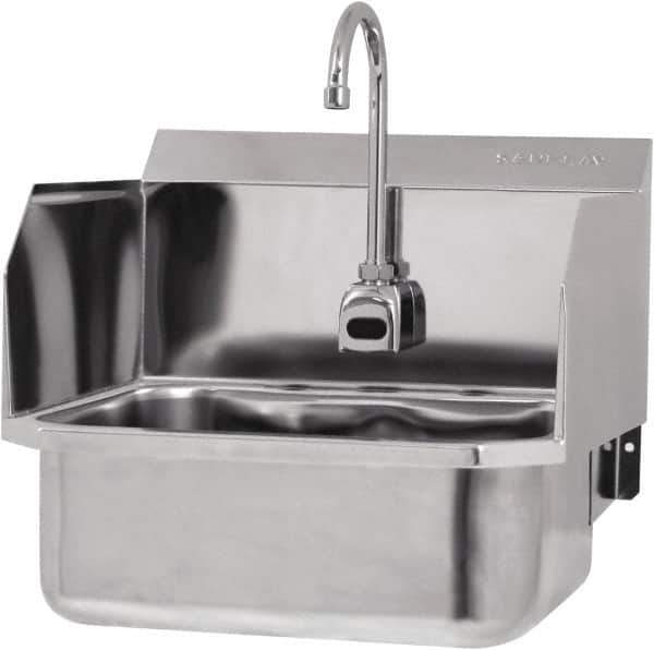 SANI-LAV - 17" Long x 14" Wide Inside, 1 Compartment, Grade 304 Stainless Steel Hands Free Hand Sink - 18 Gauge, 19" Long x 18" Wide x 21" High Outside, 7" Deep - Eagle Tool & Supply