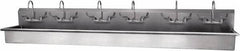 SANI-LAV - 117" Long x 16-1/2" Wide Inside, 1 Compartment, Grade 304 Stainless Steel Hand Sink - 16 Gauge, 120" Long x 20" Wide x 18" High Outside, 8" Deep - Eagle Tool & Supply