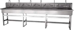 SANI-LAV - 117" Long x 16-1/2" Wide Inside, 1 Compartment, Grade 304 Stainless Steel Hand Sink-Pedestal Mount - 16 Gauge, 120" Long x 20" Wide x 45" High Outside, 8" Deep - Eagle Tool & Supply