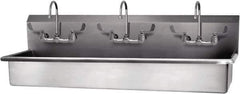 SANI-LAV - 57" Long x 16-1/2" Wide Inside, 1 Compartment, Grade 304 Stainless Steel Hand Sink-Wall Mount - 16 Gauge, 60" Long x 20" Wide x 18" High Outside, 8" Deep - Eagle Tool & Supply