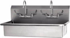 SANI-LAV - 37" Long x 16-1/2" Wide Inside, 1 Compartment, Grade 304 Stainless Steel Hand Sink-Wall Mount - 16 Gauge, 40" Long x 20" Wide x 18" High Outside, 8" Deep - Eagle Tool & Supply