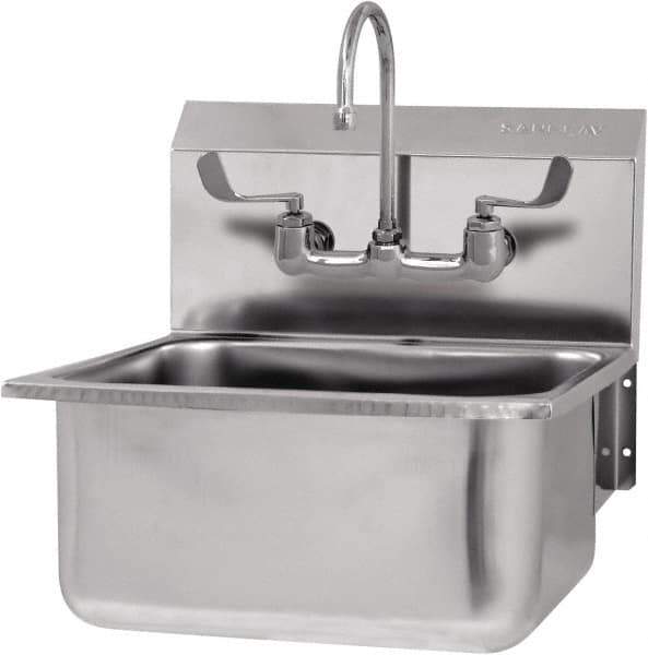 SANI-LAV - 19" Long x 16" Wide Inside, 1 Compartment, Grade 304 Stainless Steel Hand Sink-Wall Mount - 18 Gauge, 21" Long x 20" Wide x 24" High Outside, 10" Deep - Eagle Tool & Supply