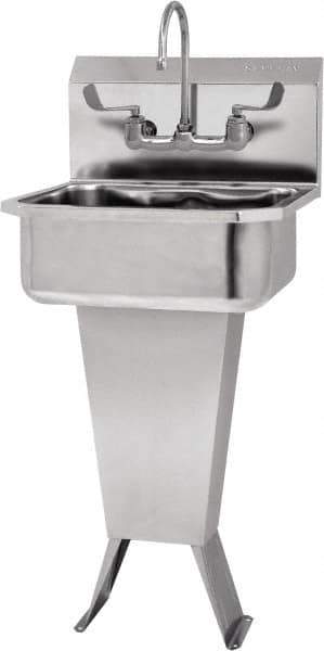 SANI-LAV - 17" Long x 14" Wide Inside, 1 Compartment, Grade 304 Stainless Steel Hand Sink-Pedestal Mount - 18 Gauge, 19" Long x 18" Wide x 46" High Outside, 7" Deep - Eagle Tool & Supply