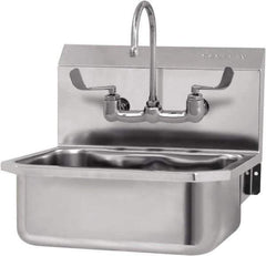 SANI-LAV - 17" Long x 14" Wide Inside, 1 Compartment, Grade 304 Stainless Steel Hand Sink-Wall Mount - 18 Gauge, 19" Long x 18" Wide x 21" High Outside, 7" Deep - Eagle Tool & Supply