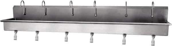 SANI-LAV - 117" Long x 16-1/2" Wide Inside, 1 Compartment, Grade 304 Stainless Steel Hands Free Hand Sink - 16 Gauge, 120" Long x 20" Wide x 18" High Outside, 8" Deep - Eagle Tool & Supply