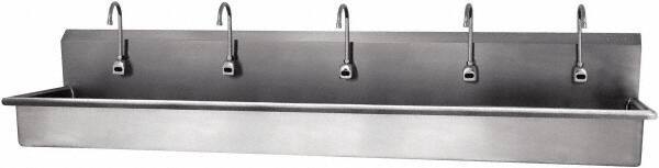 SANI-LAV - 97" Long x 16-1/2" Wide Inside, 1 Compartment, Grade 304 Stainless Steel Hands Free Hand Sink - 16 Gauge, 100" Long x 20" Wide x 18" High Outside, 8" Deep - Eagle Tool & Supply