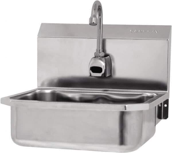 SANI-LAV - 14" Long x 11" Wide Inside, 1 Compartment, Grade 304 Stainless Steel Hands Free Hand Sink - 18 Gauge, 16" Long x 15-1/4" Wide x 16" High Outside, 5" Deep - Eagle Tool & Supply