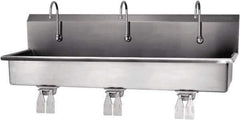 SANI-LAV - 57" Long x 16-1/2" Wide Inside, 1 Compartment, Grade 304 Stainless Steel Hands Free Hand Sink - 16 Gauge, 60" Long x 20" Wide x 18" High Outside, 8" Deep - Eagle Tool & Supply