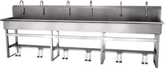 SANI-LAV - 117" Long x 16-1/2" Wide Inside, 1 Compartment, Grade 304 Stainless Steel Hands Free Hand Sink - 16 Gauge, 120" Long x 20" Wide x 45" High Outside, 8" Deep - Eagle Tool & Supply