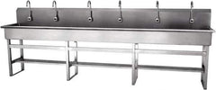 SANI-LAV - 117" Long x 16-1/2" Wide Inside, 1 Compartment, Grade 304 Stainless Steel Hands Free Hand Sink - 16 Gauge, 120" Long x 20" Wide x 45" High Outside, 8" Deep - Eagle Tool & Supply