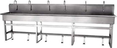 SANI-LAV - 117" Long x 16-1/2" Wide Inside, 1 Compartment, Grade 304 Stainless Steel Hands Free Hand Sink - 16 Gauge, 120" Long x 20" Wide x 45" High Outside, 8" Deep - Eagle Tool & Supply