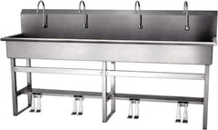 SANI-LAV - 77" Long x 16-1/2" Wide Inside, 1 Compartment, Grade 304 Stainless Steel Hands Free Hand Sink - 16 Gauge, 80" Long x 20" Wide x 45" High Outside, 8" Deep - Eagle Tool & Supply