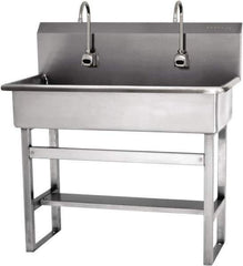 SANI-LAV - 37" Long x 16-1/2" Wide Inside, 1 Compartment, Grade 304 Stainless Steel Hands Free Hand Sink - 16 Gauge, 40" Long x 20" Wide x 45" High Outside, 8" Deep - Eagle Tool & Supply