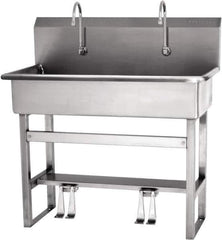 SANI-LAV - 37" Long x 16-1/2" Wide Inside, 1 Compartment, Grade 304 Stainless Steel Hands Free Hand Sink - 16 Gauge, 40" Long x 20" Wide x 45" High Outside, 8" Deep - Eagle Tool & Supply