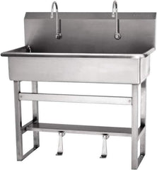 SANI-LAV - 37" Long x 16-1/2" Wide Inside, 1 Compartment, Grade 304 Stainless Steel Hands Free Hand Sink - 16 Gauge, 40" Long x 20" Wide x 45" High Outside, 8" Deep - Eagle Tool & Supply