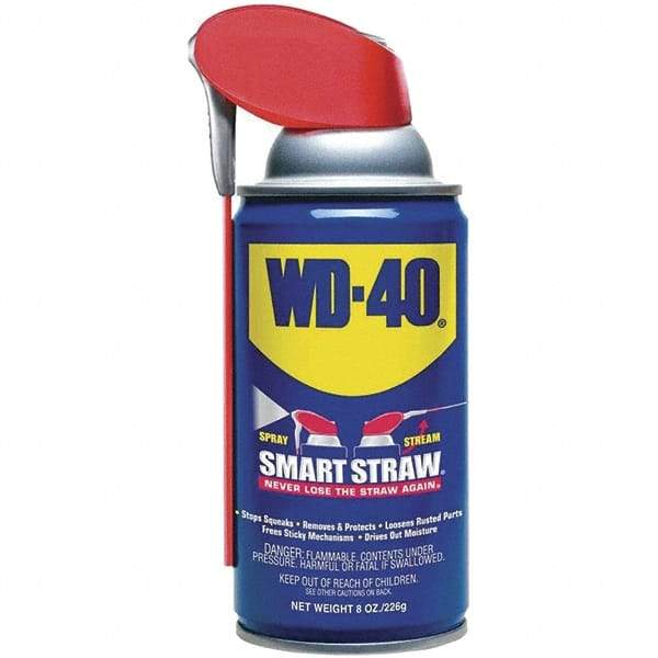 WD-40 - 8 oz Multi-Use Product with Smart Straw, Sprays 2 Ways - Multi-Purpose Lubricant: Stop Squeaks, Removes & Protects, Loosens Rusted Parts, Free Sticky Mechanisms, Drives Out Moisture - Eagle Tool & Supply