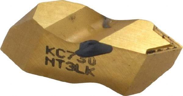 Kennametal - NT3 K Grade KC730, Internal/External Partial Profile 60° Threading Insert - 1.25 to 40mm & 6 to 20 TPI Ext Pitch, 20 to 50mm & 5 to 12 TPI Int Pitch, Left Hand Insert, TiN Finish, Carbide - Eagle Tool & Supply