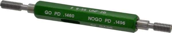 GF Gage - #8-36, Class 2B, Double End Plug Thread Go/No Go Gage - Hardened Tool Steel, Size 0 Handle Included - Eagle Tool & Supply