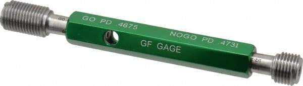 GF Gage - 1/2-20, Class 2B, Double End Plug Thread Go/No Go Gage - Hardened Tool Steel, Size 2 Handle Included - Eagle Tool & Supply