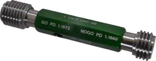 GF Gage - 1-1/4 - 7, Class 2B, Double End Plug Thread Go/No Go Gage - Hardened Tool Steel, Size 5 Handle Included - Eagle Tool & Supply