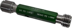 GF Gage - 1-1/4 - 7, Class 2B, Double End Plug Thread Go/No Go Gage - Hardened Tool Steel, Size 5 Handle Included - Eagle Tool & Supply
