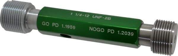 GF Gage - 1-1/4 - 12, Class 2B, Double End Plug Thread Go/No Go Gage - Hardened Tool Steel, Size 5 Handle Included - Eagle Tool & Supply