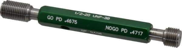 GF Gage - 1/2-20, Class 3B, Double End Plug Thread Go/No Go Gage - Hardened Tool Steel, Size 2 Handle Included - Eagle Tool & Supply