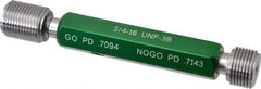 GF Gage - 3/4-16, Class 3B, Double End Plug Thread Go/No Go Gage - Hardened Tool Steel, Size 3 Handle Included - Eagle Tool & Supply