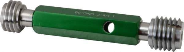 GF Gage - 1-1/8 - 7, Class 3B, Double End Plug Thread Go/No Go Gage - Hardened Tool Steel, Size 4 Handle Included - Eagle Tool & Supply