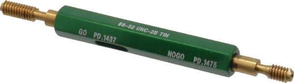 GF Gage - #8-32, Class 2B, Double End Plug Thread Go/No Go Gage - High Speed Steel, Size 0 Handle Included - Eagle Tool & Supply