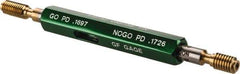 GF Gage - #10-32, Class 3B, Double End Plug Thread Go/No Go Gage - High Speed Steel, Size 0 Handle Included - Eagle Tool & Supply