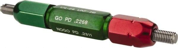 GF Gage - 1/4-28, Class 2B, Double End Plug Thread Go/No Go Gage - Steel, Size 3W Handle Included - Eagle Tool & Supply