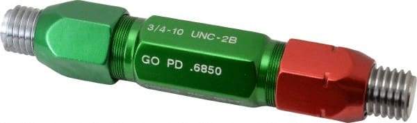 GF Gage - 3/4-10, Class 2B, Double End Plug Thread Go/No Go Gage - Steel, Size 7W Handle Included - Eagle Tool & Supply