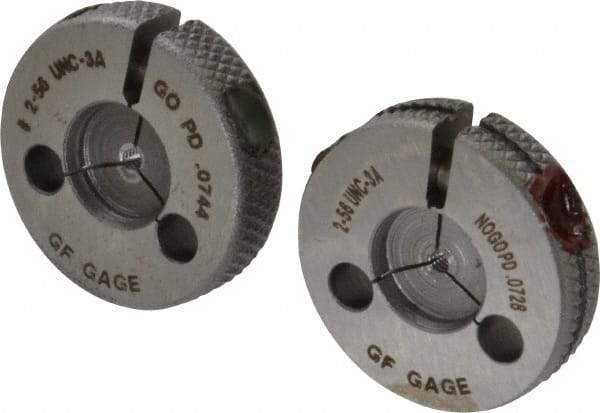 GF Gage - 2-56 Go/No Go Double Ring Thread Gage - Class 3A - Eagle Tool & Supply