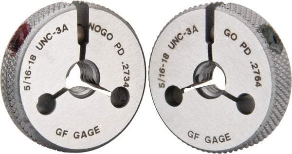 GF Gage - 5/16-18 Go/No Go Double Ring Thread Gage - Class 3A - Eagle Tool & Supply