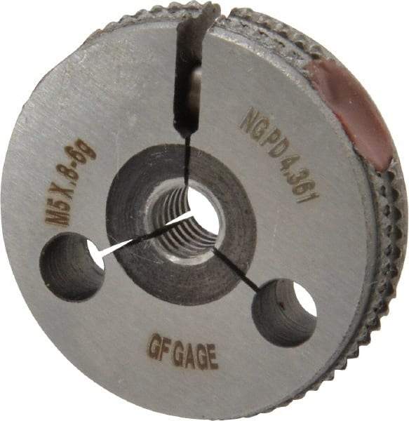 GF Gage - M5x0.8 Go/No Go Double Ring Thread Gage - Class 6G - Eagle Tool & Supply