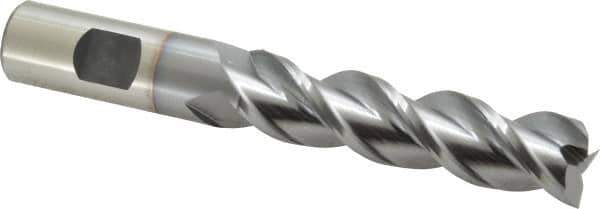 Cleveland - 3/4", 3" LOC, 3/4" Shank Diam, 5-1/4" OAL, 3 Flute, Powdered Metal Square End Mill - Single End, TiCN Finish, Spiral Flute, 42° Helix, Centercutting, Right Hand Cut, Right Hand Flute, Series PM-539R - Eagle Tool & Supply