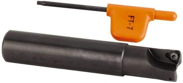 Kennametal - 5/8" Cut Diam, 0.033" Max Depth, 5/8" Shank Diam, Cylindrical Shank Indexable High-Feed Helical End Mill - Screw Holding Method, WP..0302.. Insert, KF Toolholder, Through Coolant - Eagle Tool & Supply