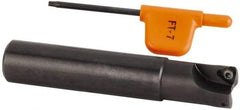Kennametal - 5/8" Cut Diam, 0.033" Max Depth, 5/8" Shank Diam, Cylindrical Shank Indexable High-Feed Helical End Mill - Screw Holding Method, WP..0302.. Insert, KF Toolholder, Through Coolant - Eagle Tool & Supply