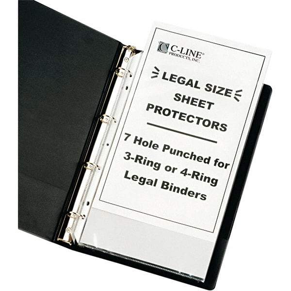 C-LINE - 50 Piece Clear Sheet Protectors-Ring Binder - 14" High x 8-1/2" Wide - Eagle Tool & Supply