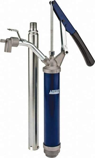 Lincoln - 4.5 Strokes per Gal, 3/4" Outlet, 2 GPM, Brass Hand Operated Barrel Lift Pump - 14 oz per Stroke, 17" OAL, For 15 to 55 Gal Drums, For Paint Thinners & Petrolem Based Media - Eagle Tool & Supply