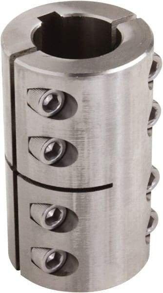 Climax Metal Products - 1-1/2" Inside x 2-5/8" Outside Diam, Two Piece Rigid Coupling with Keyway - 3-7/8" Long x 3/8" Keyway Width x 3/16" Keyway Depth - Eagle Tool & Supply
