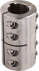 Climax Metal Products - 8mm Inside x 24mm Outside Diam, Two Piece Rigid Coupling with Keyway - 35mm Long x 2mm Keyway Width x 1.2mm Keyway Depth - Eagle Tool & Supply
