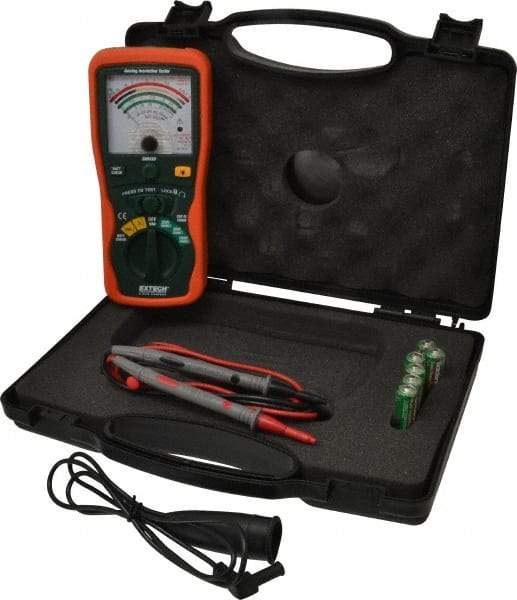 Extech - Analog Display, 400 Megohm Electrical Insulation Resistance Tester & Megohmmeter - 1,000 VDC Max Test Voltage, Powered by 1.5V AA Battery - Eagle Tool & Supply